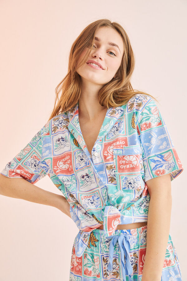 Womensecret Pijama camisera Pantera Rosa 100% algodón Capri tropical estampado