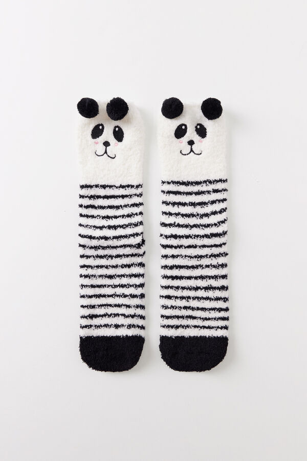 Womensecret Calcetines pelo oso panda  blanco