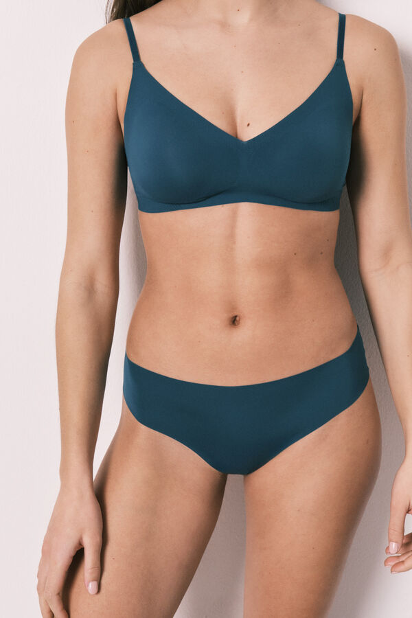 Women'secret Tanga corte limpio de microfibra azul verde