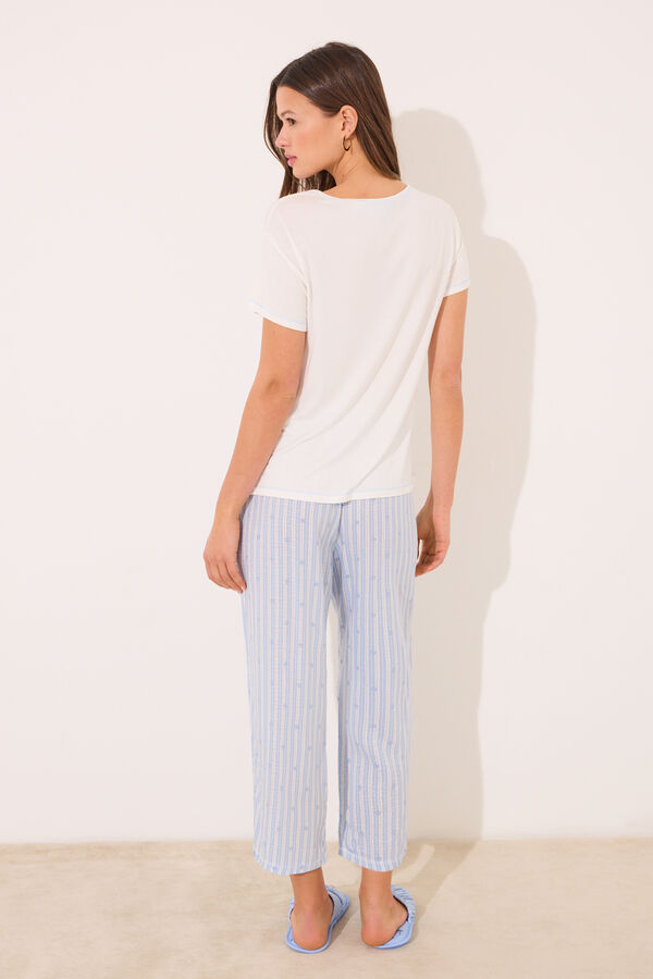Womensecret Pijama de viscosa de soft touch de color azul "Barrio Sésamo"  azul