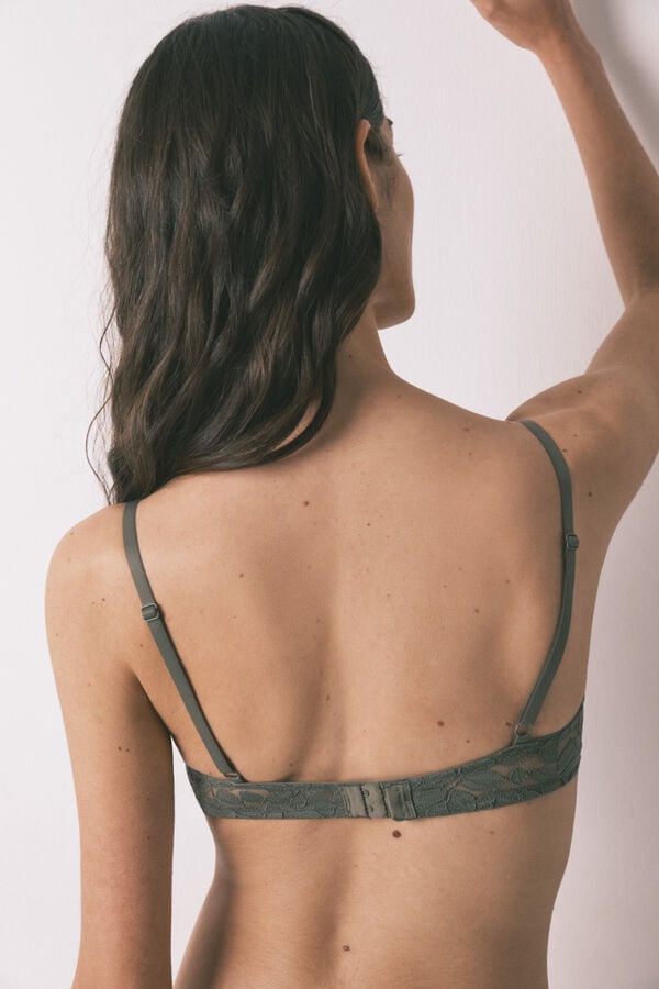 Women'secret Bra CHARMING triangular relleno de encaje kaki kaki