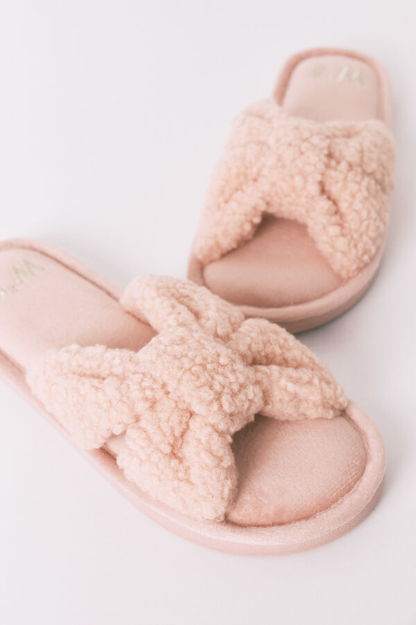 Womensecret Pantufla rosas de borrego rosa