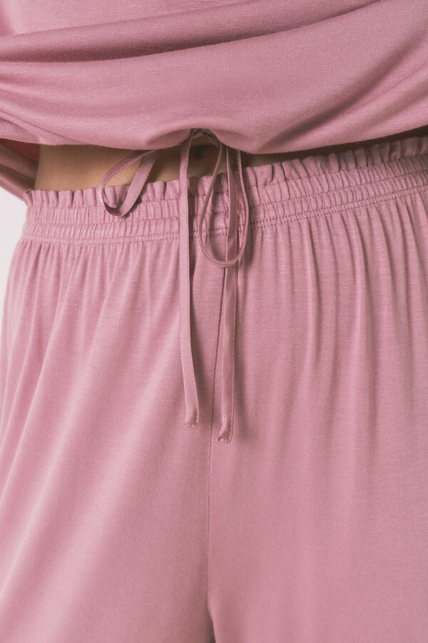 Womensecret Pijama Capri de viscosa rosa de soft touch rosa