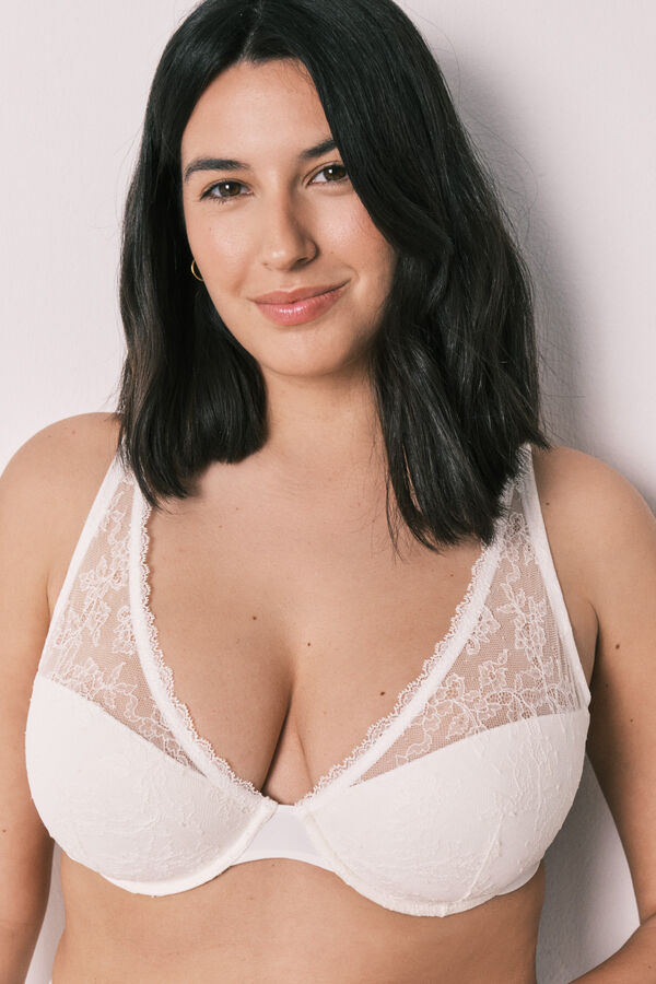 Women'secret Brasier halter de encaje blanco INTUITIVE caf&eacute;