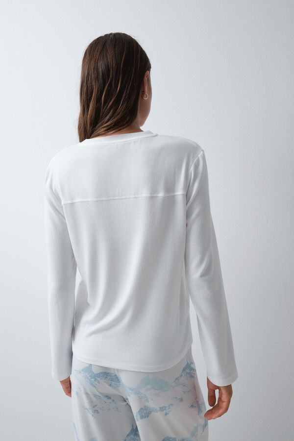 Women'secret Playera manga larga blanca marfil