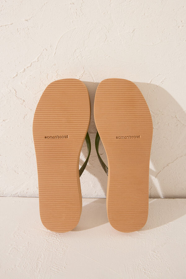 Womensecret Chanclas de plataforma con efecto rafia  café