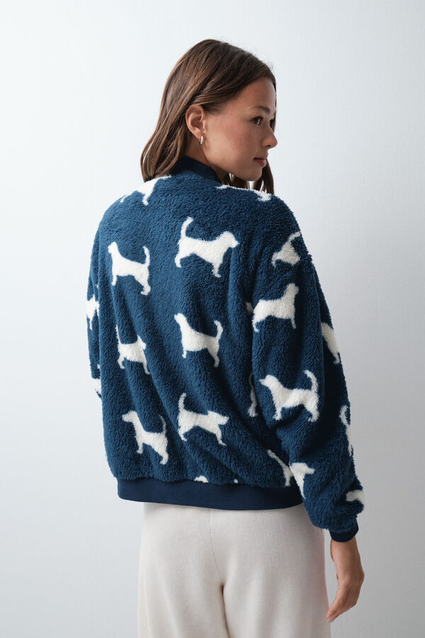 Women'secret Chamarra fluffy para perros azul estampado
