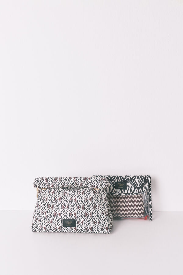 Womensecret Neceser grande acolchado con estampado de hojas  estampado