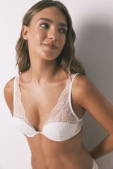 Women'secret Relleno cuello halter con brasier INTUITIVE y encaje blanco amarillo