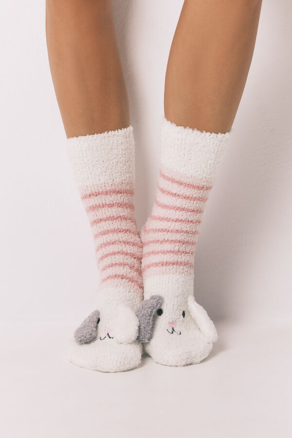 Womensecret Calcetines largos de perro blancos blanco