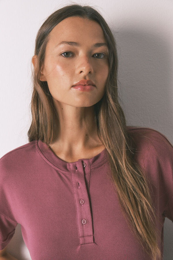 Women'secret Playera holgado de manga corta p&uacute;rpura