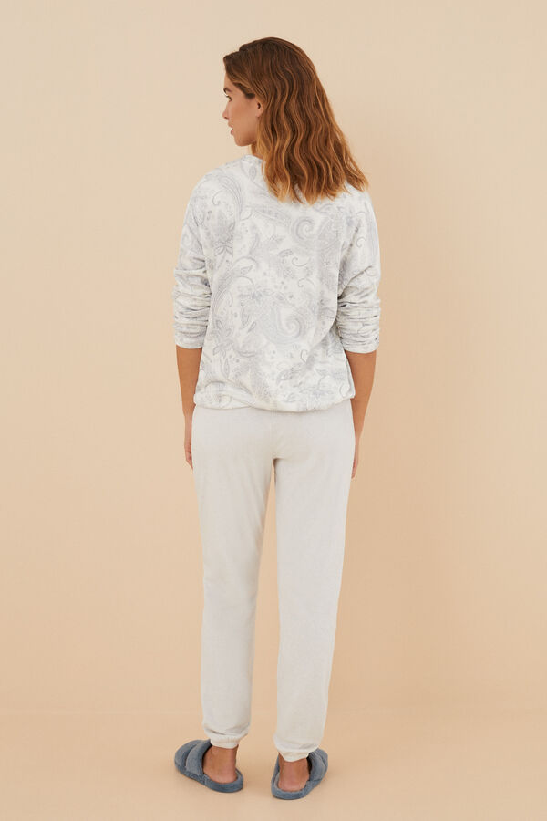 Womensecret Pijama larga terciopelo elástico Paisley estampado
