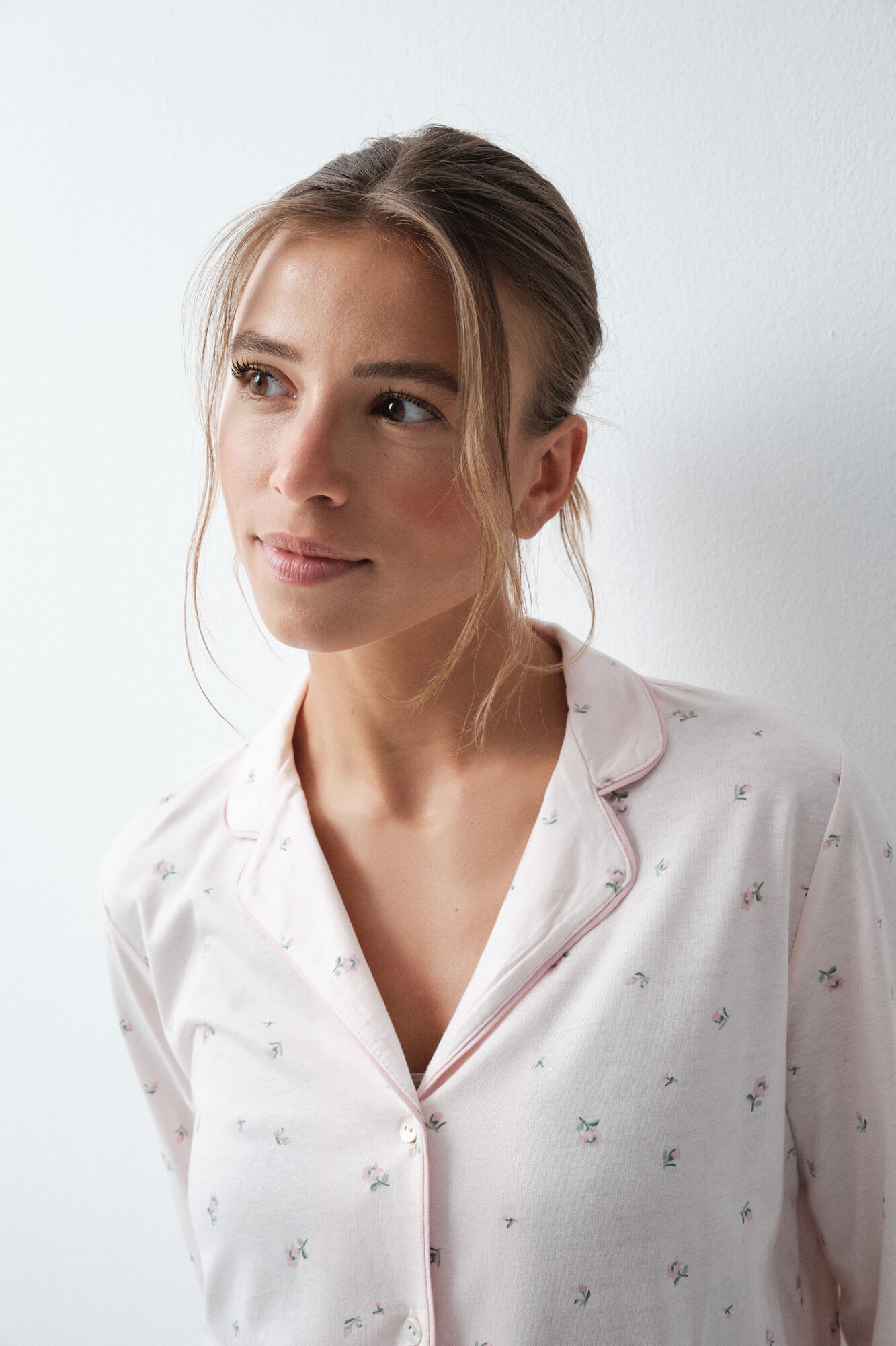 Women'secret Pijama larga camisera de algod&oacute;n con estampado floral