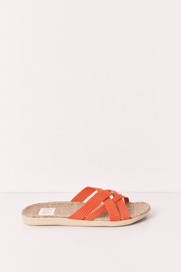 Women'secret Sandalias de rafia de tiras naranjas naranja