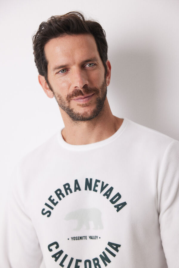 Womensecret Pijama larga hombre polar "Sierra Nevada" marfil