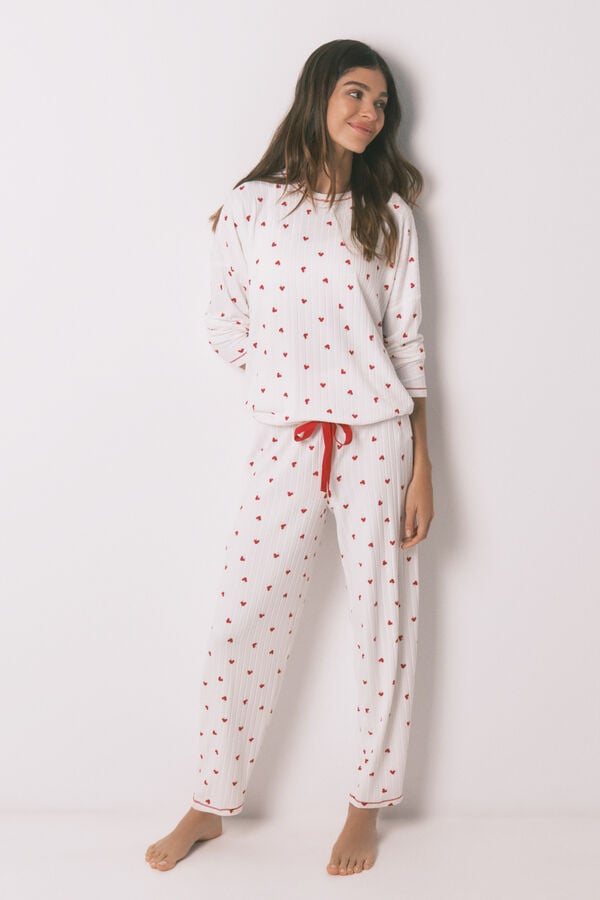 Women'secret Pijama larga estampado Mickey Cherry blanco
