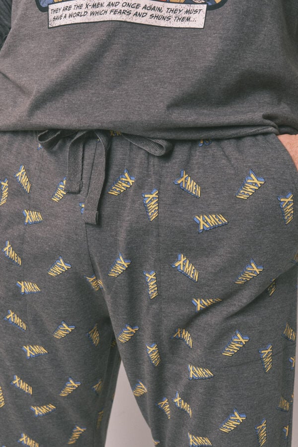 Women'secret Pijama larga de hombre 100% algod&oacute;n X Men gris