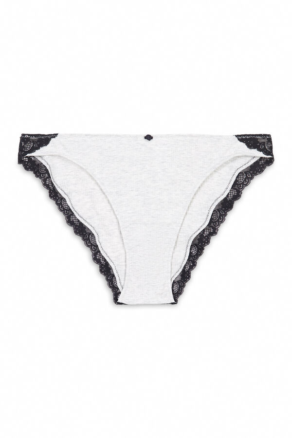 Women'secret Panty cl&aacute;sica de algod&oacute;n acanalado gris gris