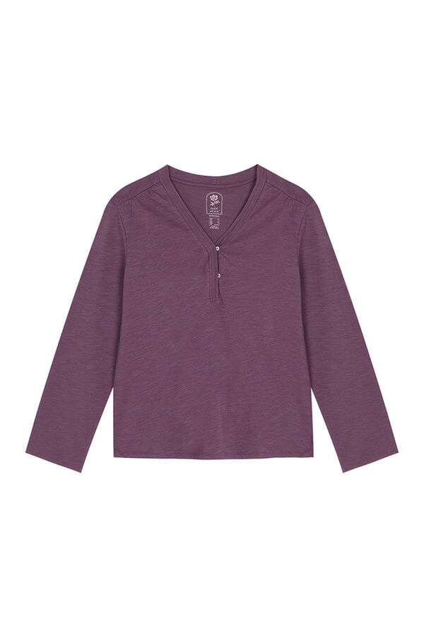 Womensecret Playera manga larga 100% algodón morado rosa