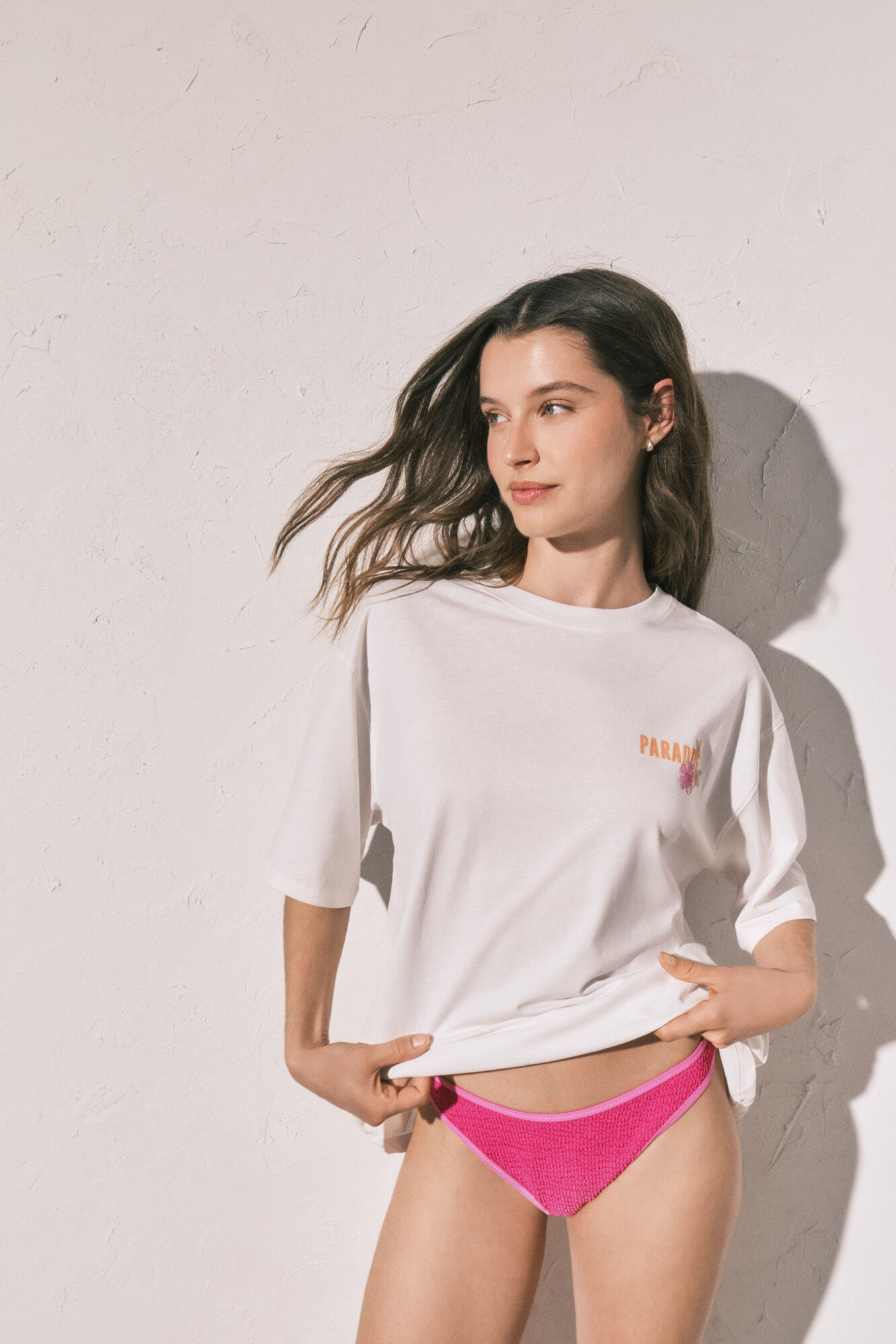 Women'secret Playera oversize de algod&oacute;n blanca