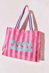 Women'secret Bolsa de playa de rayas rosa rosa