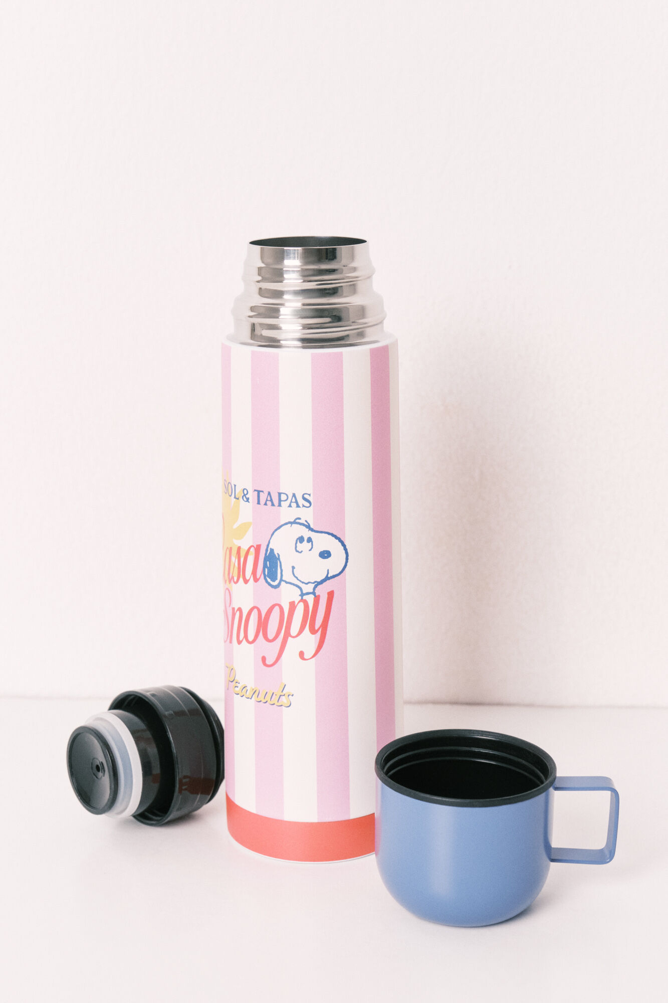 Women'secret Botella de acero inoxidable Snoopy a rayas