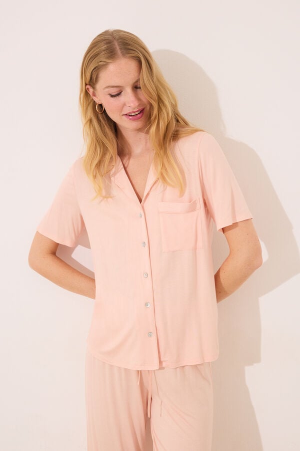 Womensecret  Pijama camisera de viscosa naranja naranja