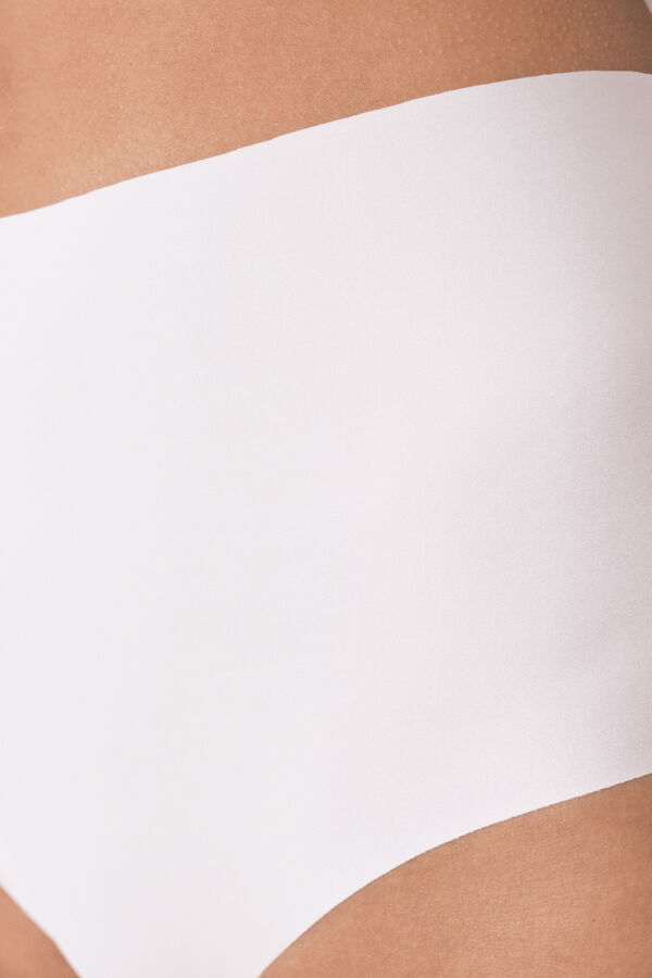 Women'secret Panty blanca de tiro alto y corte limpio blanco