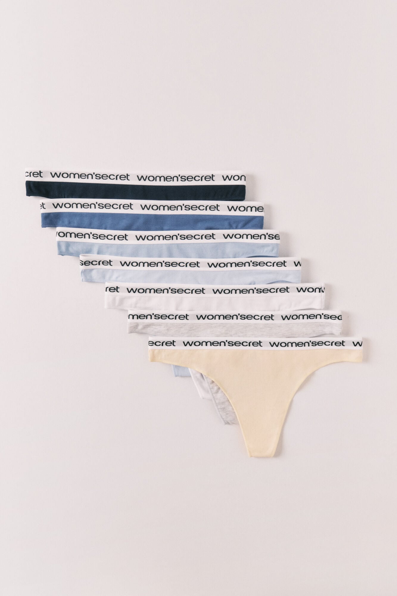 Women'secret Pack 7 tangas de algod&oacute;n lisas con logo