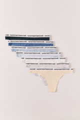 Women'secret Pack 7 tangas de algod&oacute;n lisas con logo blanco