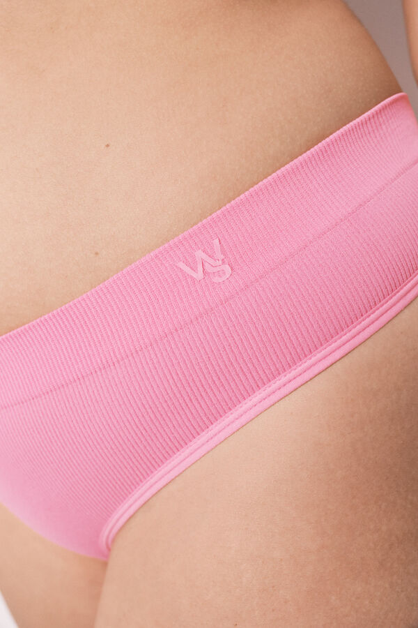 Women'secret Tanga ancha acanalada sin costuras coral coral