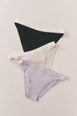 HI&BYE Pack de 3 panties cl&aacute;sicas negras, lila y gris blanco