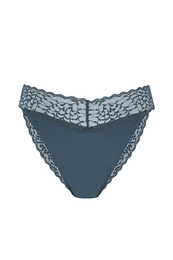 Womensecret Tanga encaje microfibra verde verde