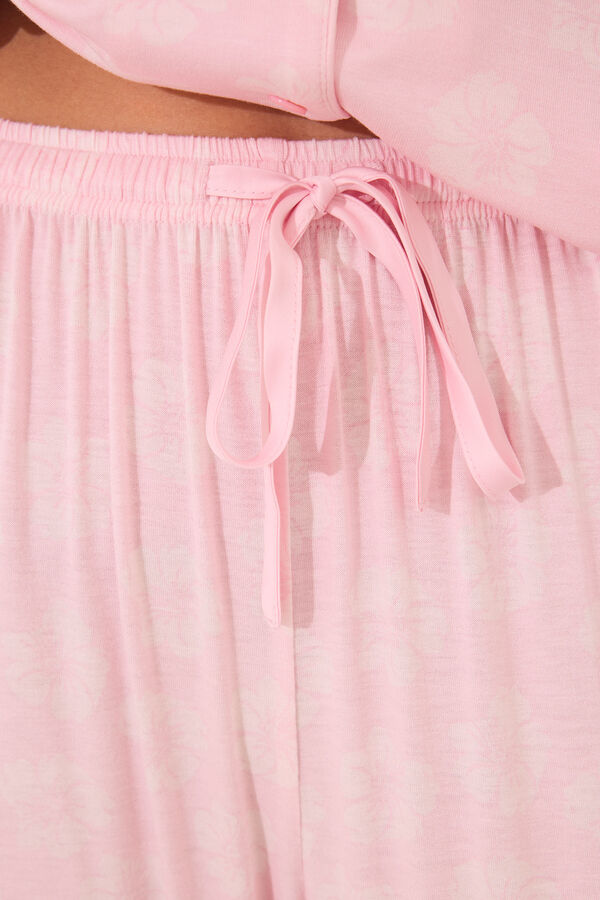 Womensecret Pijama camisera Capri de viscosa rosa rosa