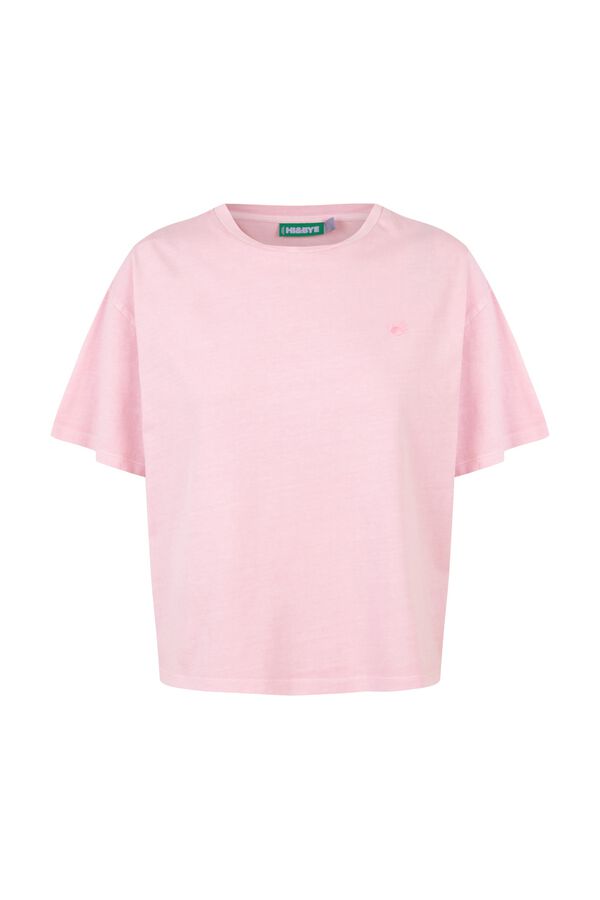HI&BYE Playera de manga corta de algod&oacute;n rosa rosa