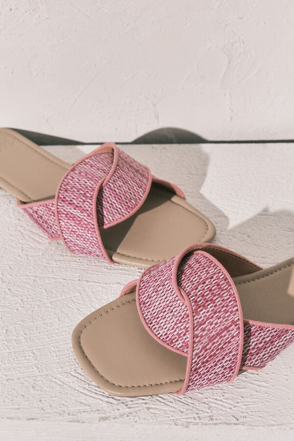 Women'secret Sandalias de pala de rafia lila rosa