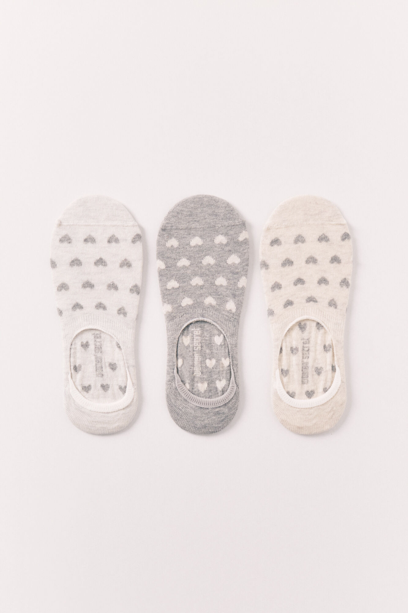 Women'secret Pack de 3 calcetines invisibles estampado de corazones