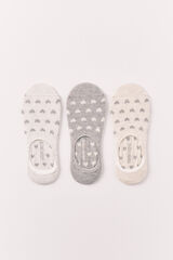 Women'secret Pack de 3 calcetines invisibles estampado de corazones gris
