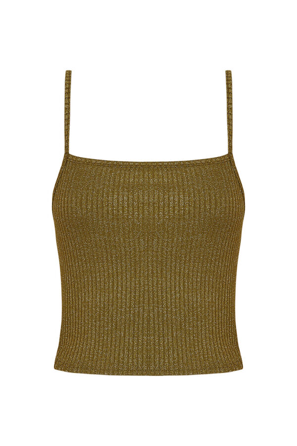 Womensecret Crop top tirantes lurex kaki kaki