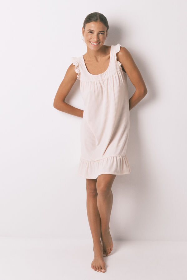 Womensecret Camisón corto de canalé rosa rosa
