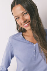 Women'secret Playera de manga larga de algodón cepillado lila morado/lila