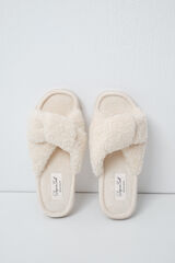 Women'secret Pantunflas de nudo borreguito blanco marfil