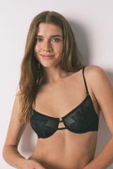 Women'secret Brasier balconette PRETTY tul negro brillo negro