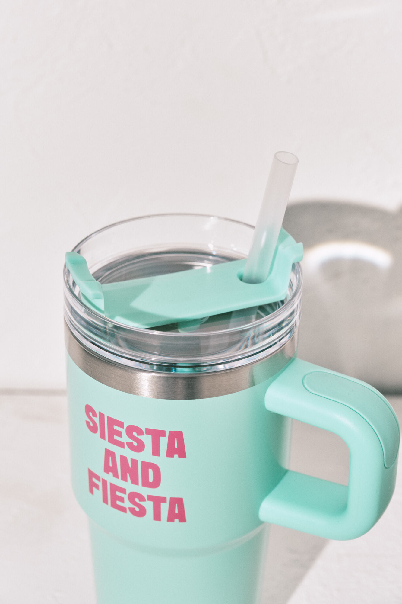 Women'secret Botella de acero inoxidable con asa azul