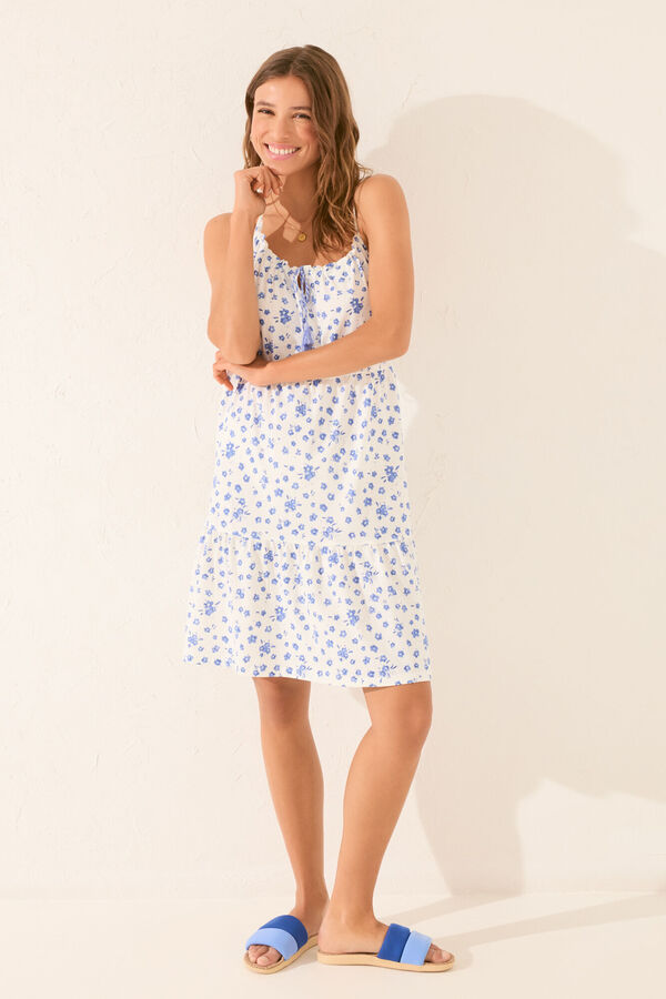 Womensecret Vestido midi blanco con flores blanco