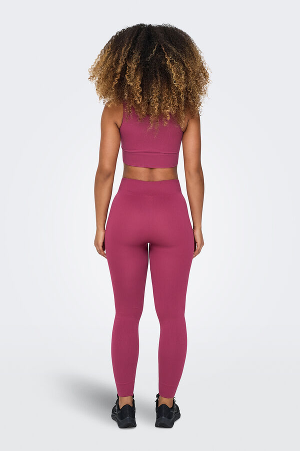 Only Play Leggings Seamless de cintura alta canalé morado/lila