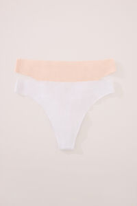 Womensecret Pack de 2 tangas clásica de algodón  blanco