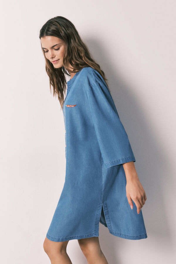 Women'secret Playera de dormir corta de mezclilla ligera azul azul