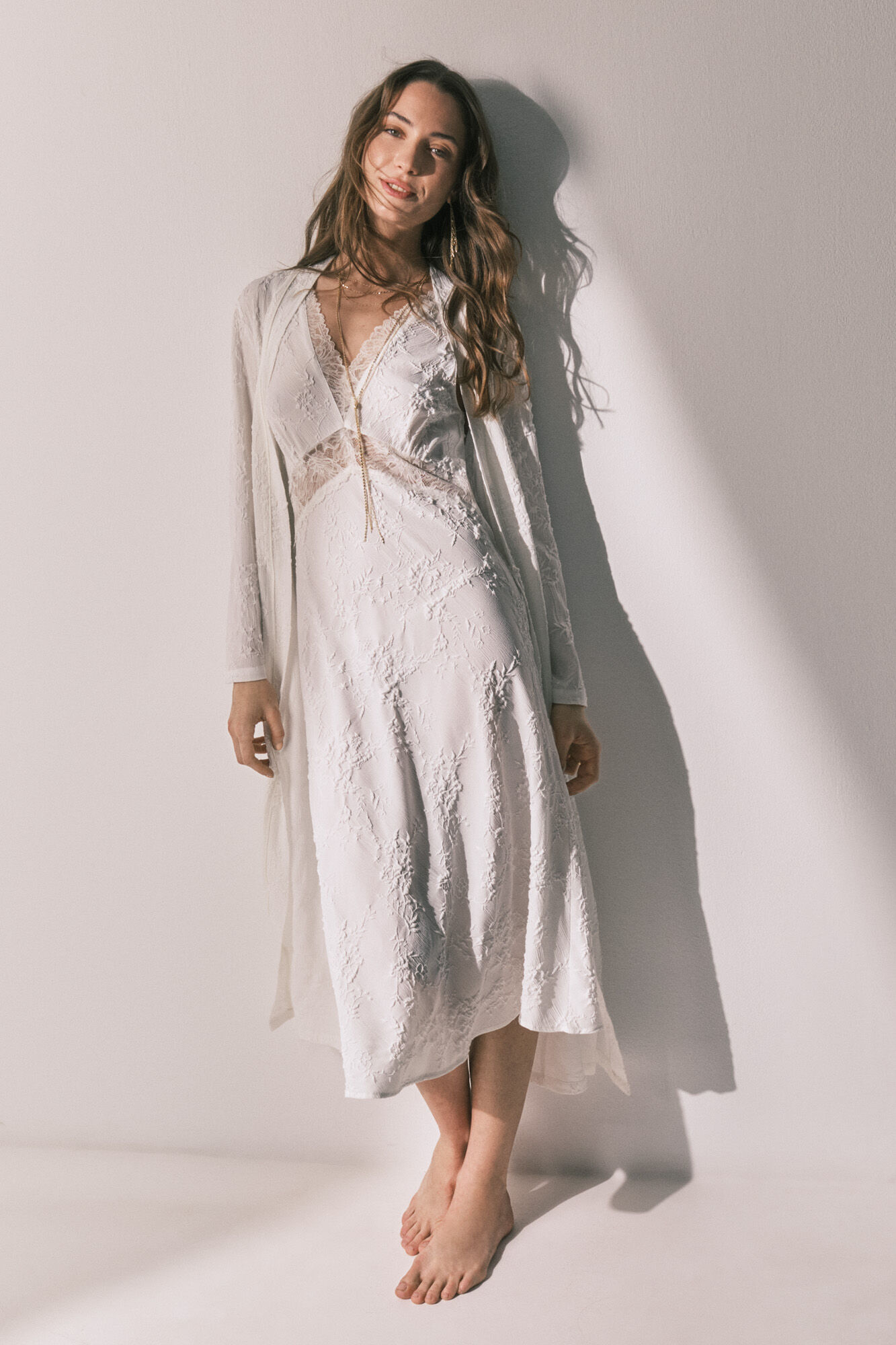 Women'secret Bata larga sat&eacute;n blanca