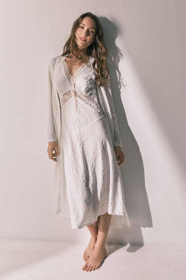 Women'secret Bata larga sat&eacute;n blanca marfil